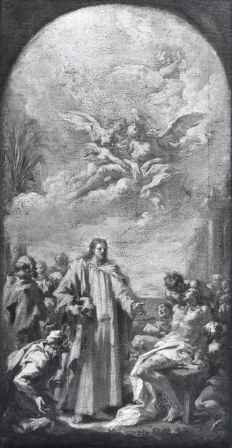 Anonimo — Pellegrini Giovanni Antonio - sec. XVIII - Cristo guarisce il paralitico di Cafarnao — insieme